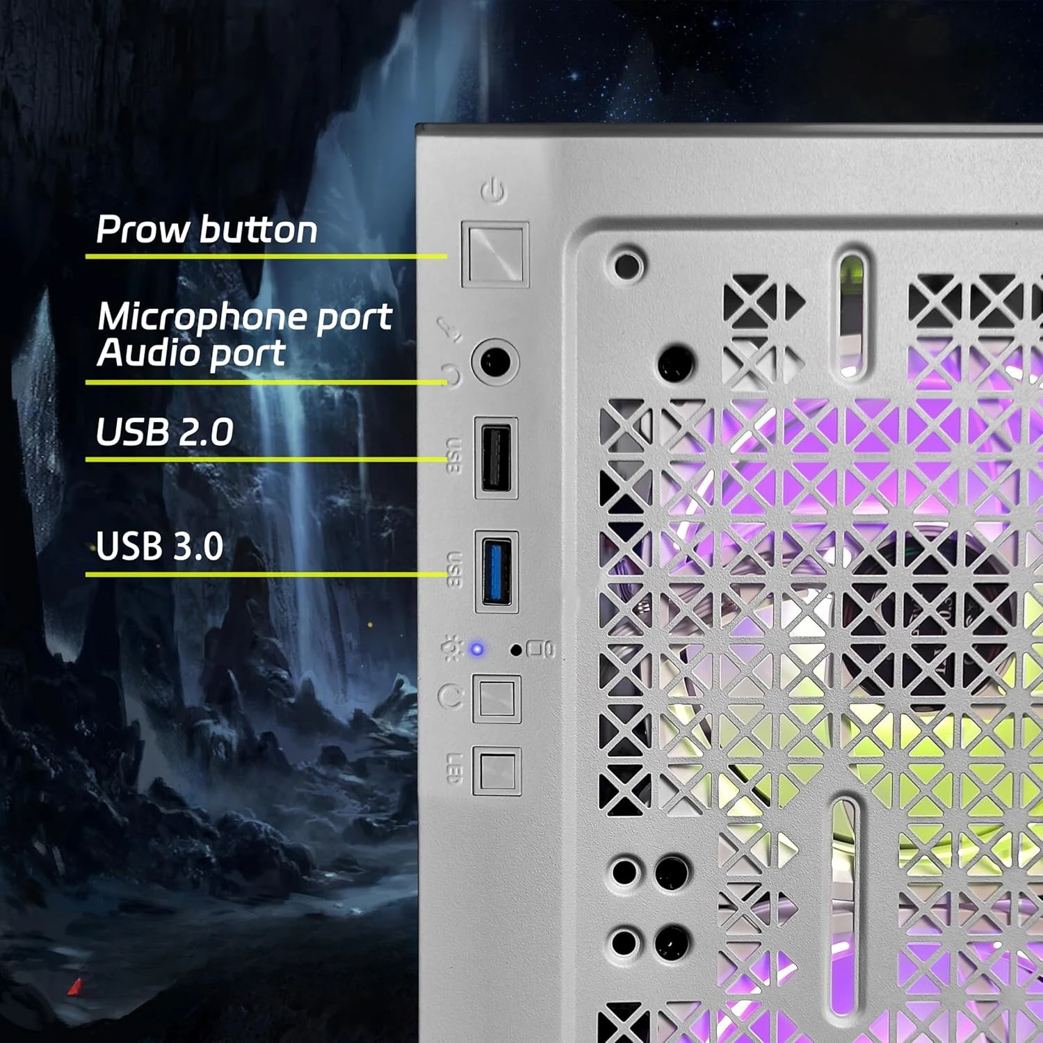 كمبيوتر مكتبي للألعاب، AMD Athlon 3000G 3.5G، Radeon RX 580 16G GDDR5، 16G DDR4، 1T SSD، 600M WiFi، BT 5.0، RGB Fan x 3، جديد