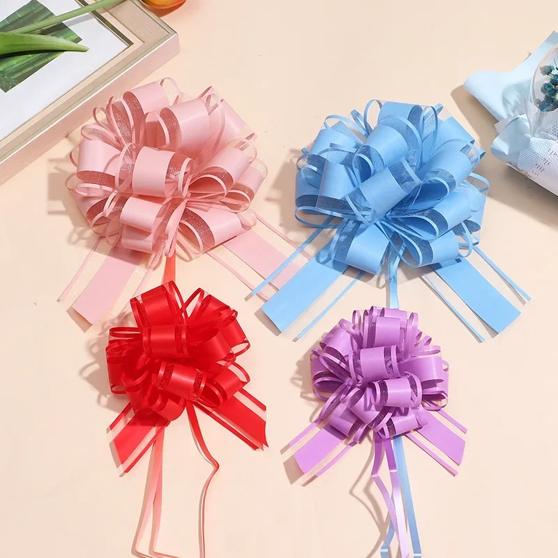 White Wedding Car Ribbon Pull Bows Knot Gift Wrap Wedding Car Decor Birthday Party Supplies Pew Chairs DIY Home Decoration