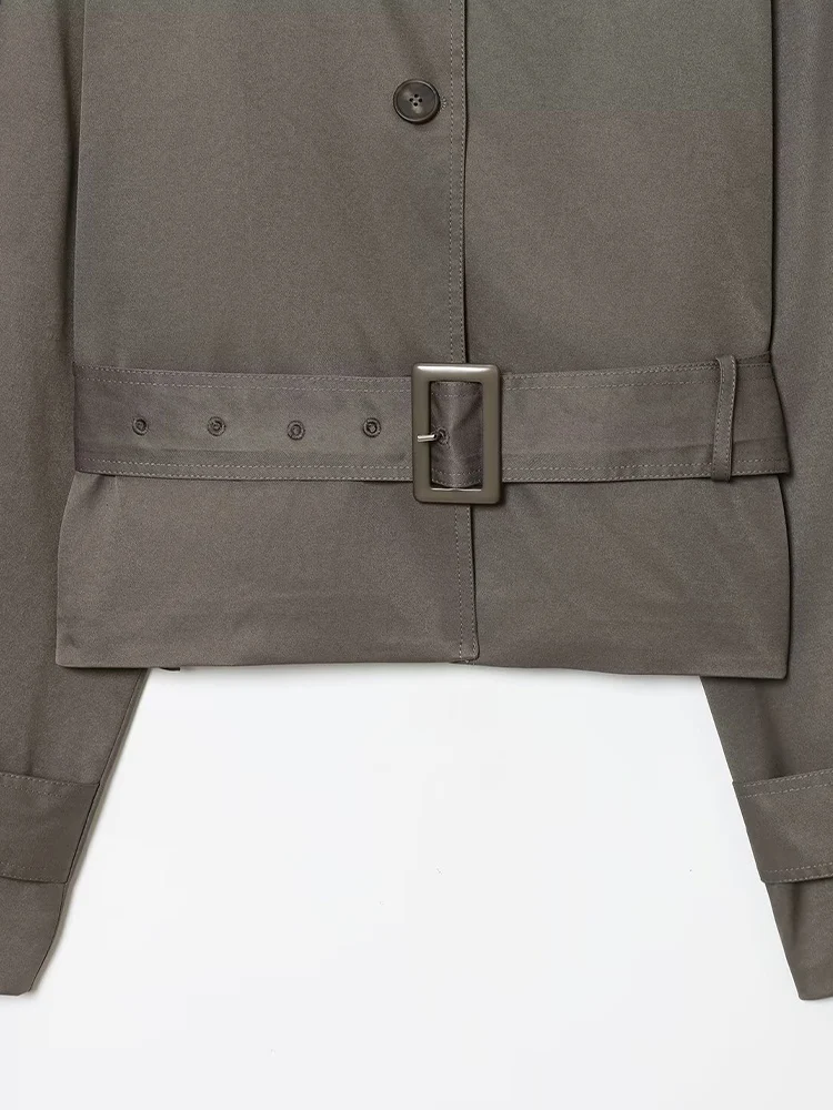 المرأة الأوروبية والأمريكية الخريف نمط جديد الوقوف طوق طية صدر السترة سترة واقية عصرية ومريحة معطف طويل الأكمام