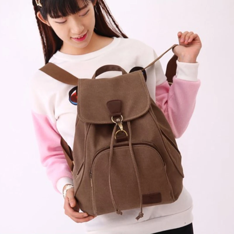 2024 New Women Backpack Canvas Laptop Travel Backpacks Computer Bags High School Student College Bag Outdoor Shoulder Bag