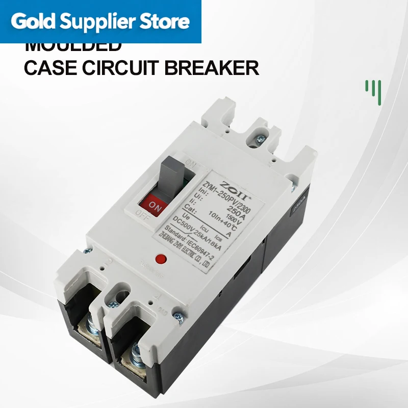200A DC PV Circuit Breaker with Leakage Protection, CE Certified MCCB for 500V Solar Applications, Plastic Housing