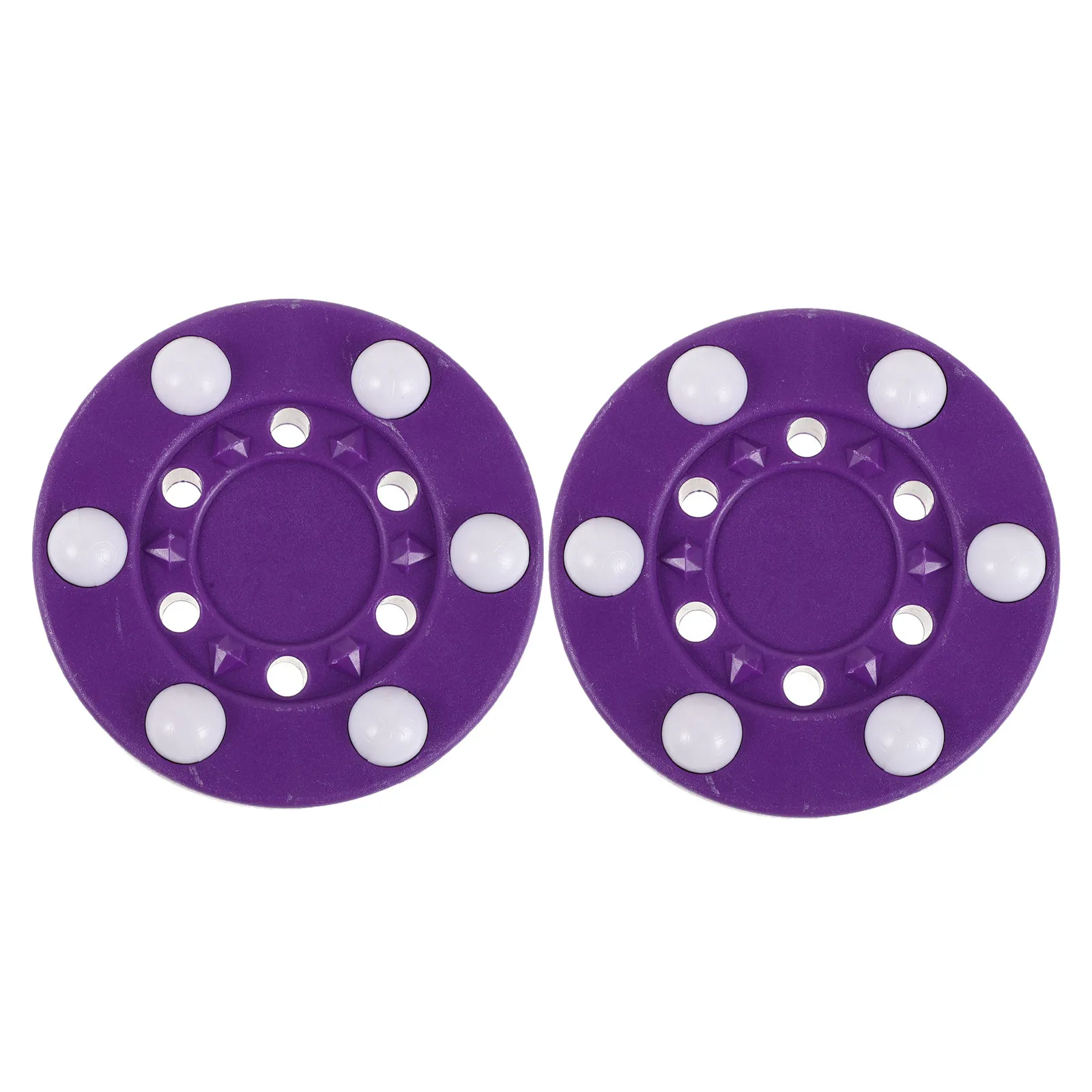 2Pcs Street Hockey Puck Official Size Purple Six Bead Roller Design Anti-Bounce Low Friction Asphalt Indoor Outdoor Training