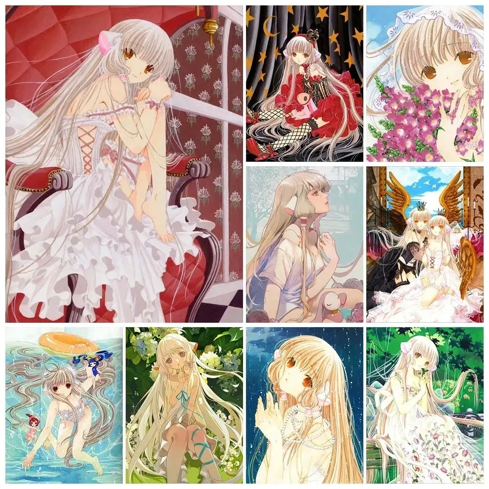 Porträt-Malen nach Zahlen, Cartoon-Chobits, DIY, handgemaltes Zahlen-Gemälde, Blume, Zuhause, Wohnzimmer, Kunsthandwerk
