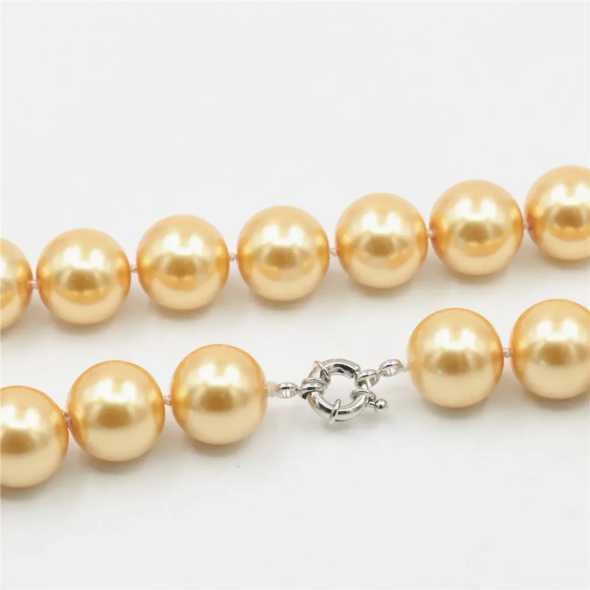 8/10/12mm Round Golden South Sea Shell Pearl Necklace Beads DIY Fashion Jewelry Making 18