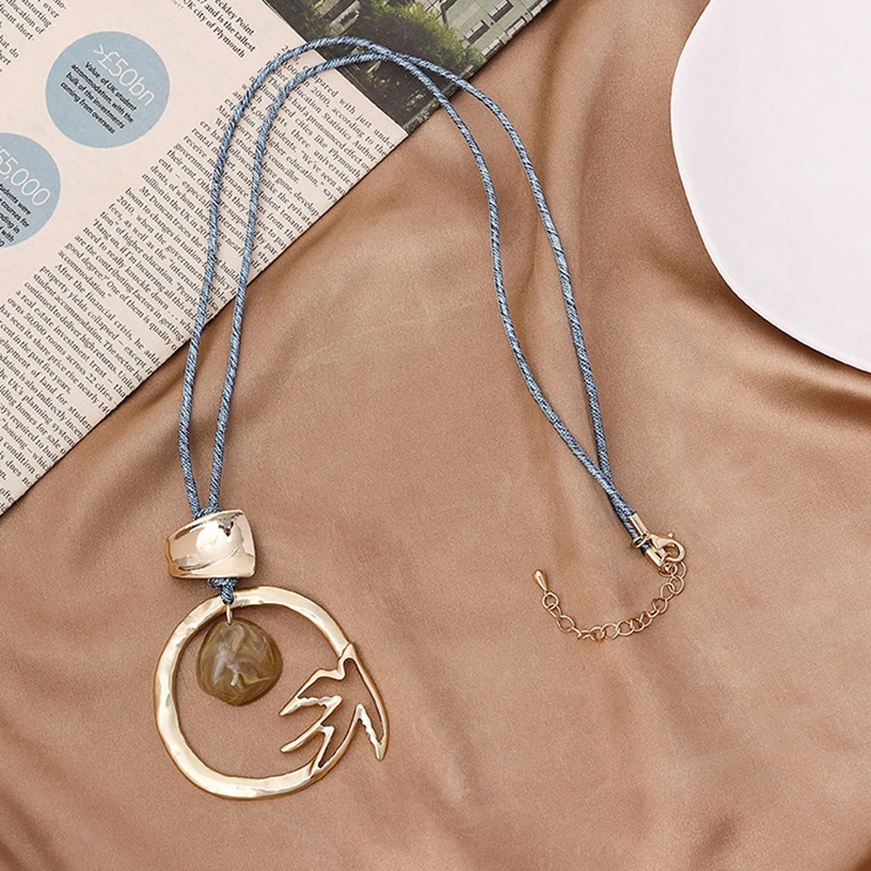 Hollow Out Resin Pendant Necklace for Women Unique Shape Jewelry