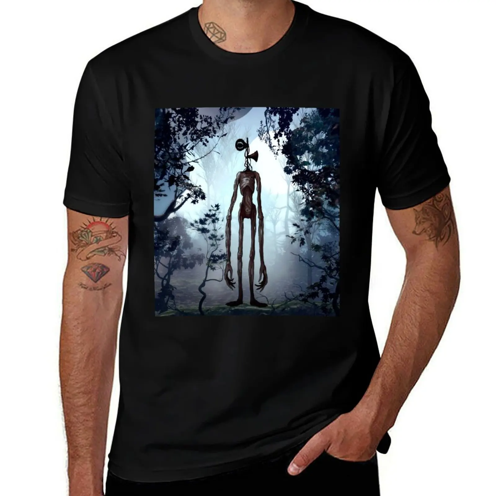

Siren head in dark forest T-Shirt man t shirt designer anime t shirts oversize men t shirt cotton 100% T-Shirt
