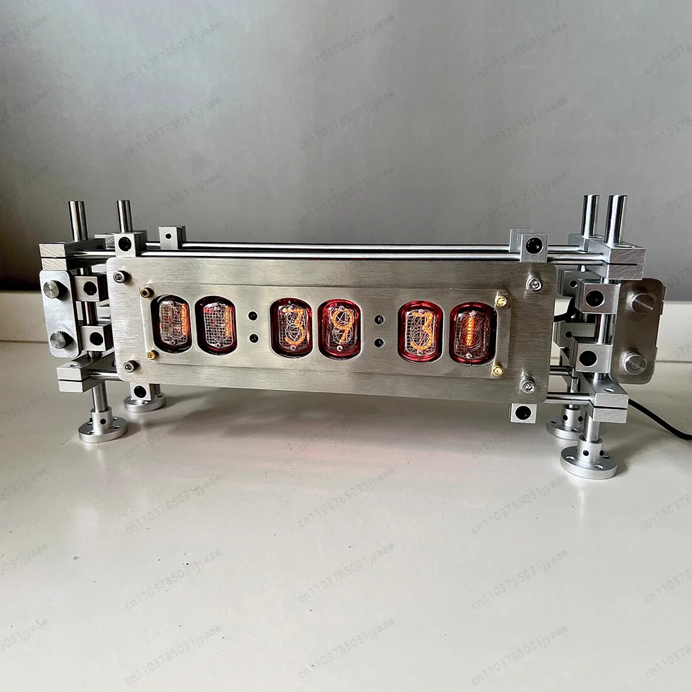 Retro Nixie Tube Clock Luxury Stainless Steel Metal Tube Clock IN12 Glow Tube 6 Bit Digital Electronic  Clock