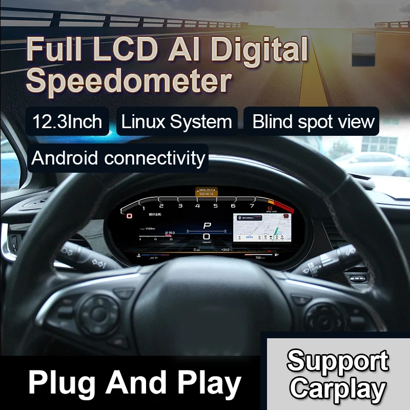 

Accessories 12.3 Digital Speedometer LCD Instrument Cluster With Carplay Car Dashboard Upgrade 2015-2022