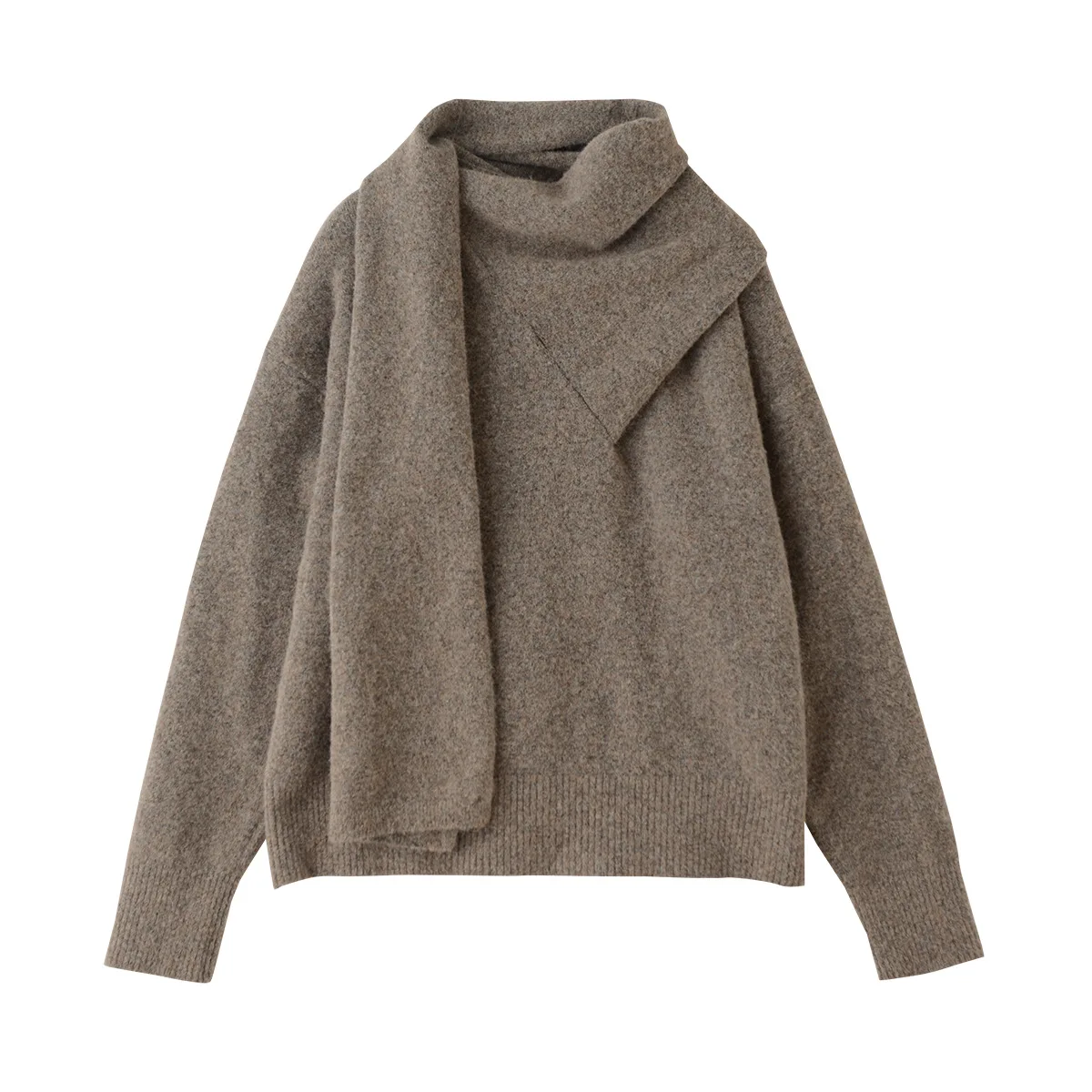 25 Autunno e Inverno Nuova Sciarpa Morbida Drappeggiata Snood Maglione Lavorato a Maglia di Lana Spessa Falso Pullover in Due Pezzi Top da Donna