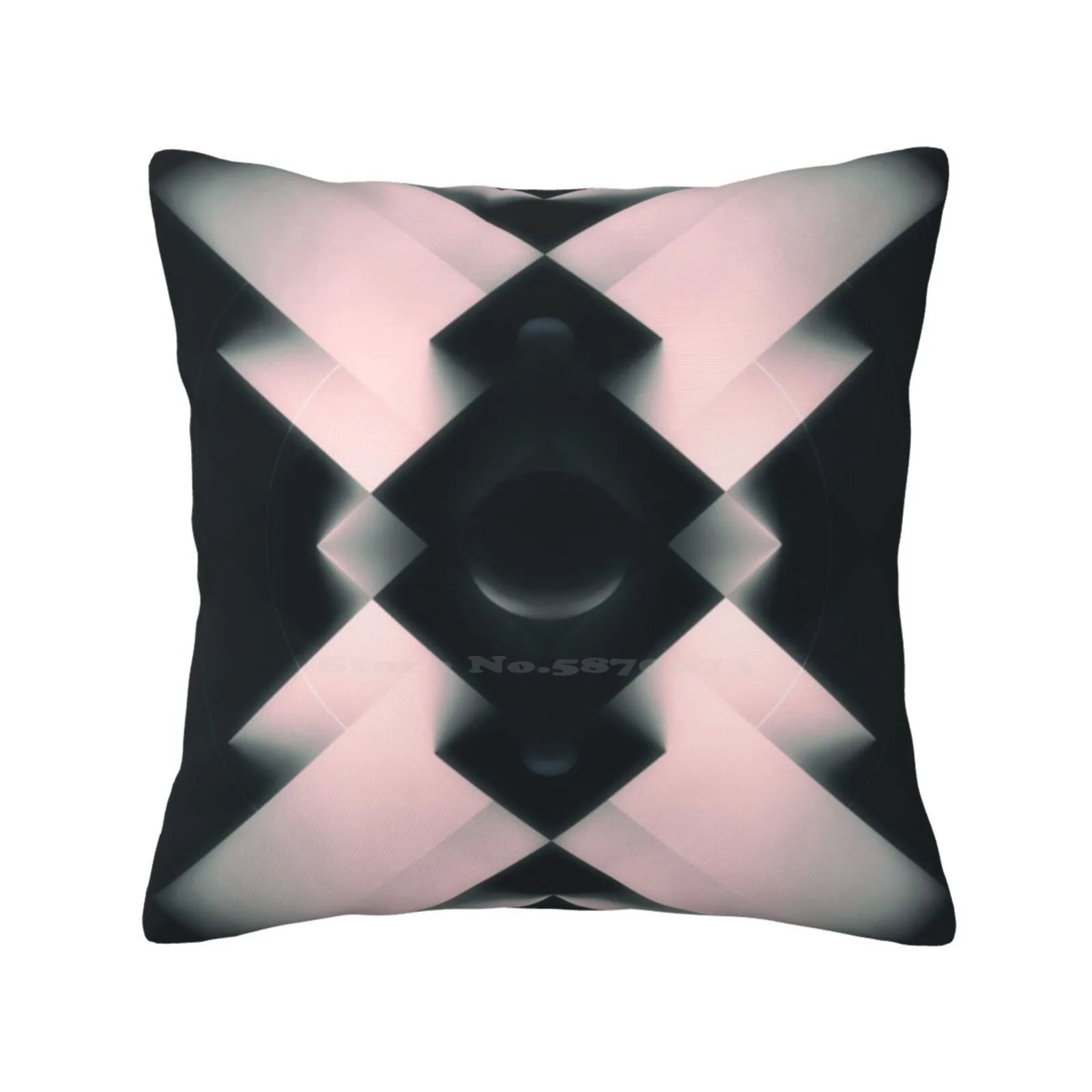 Omni Throw Cushion Pillow Cover Abstract Geometry Edgy Dark Lines Shapes Elegant Mysterious Enigmatic Black And White