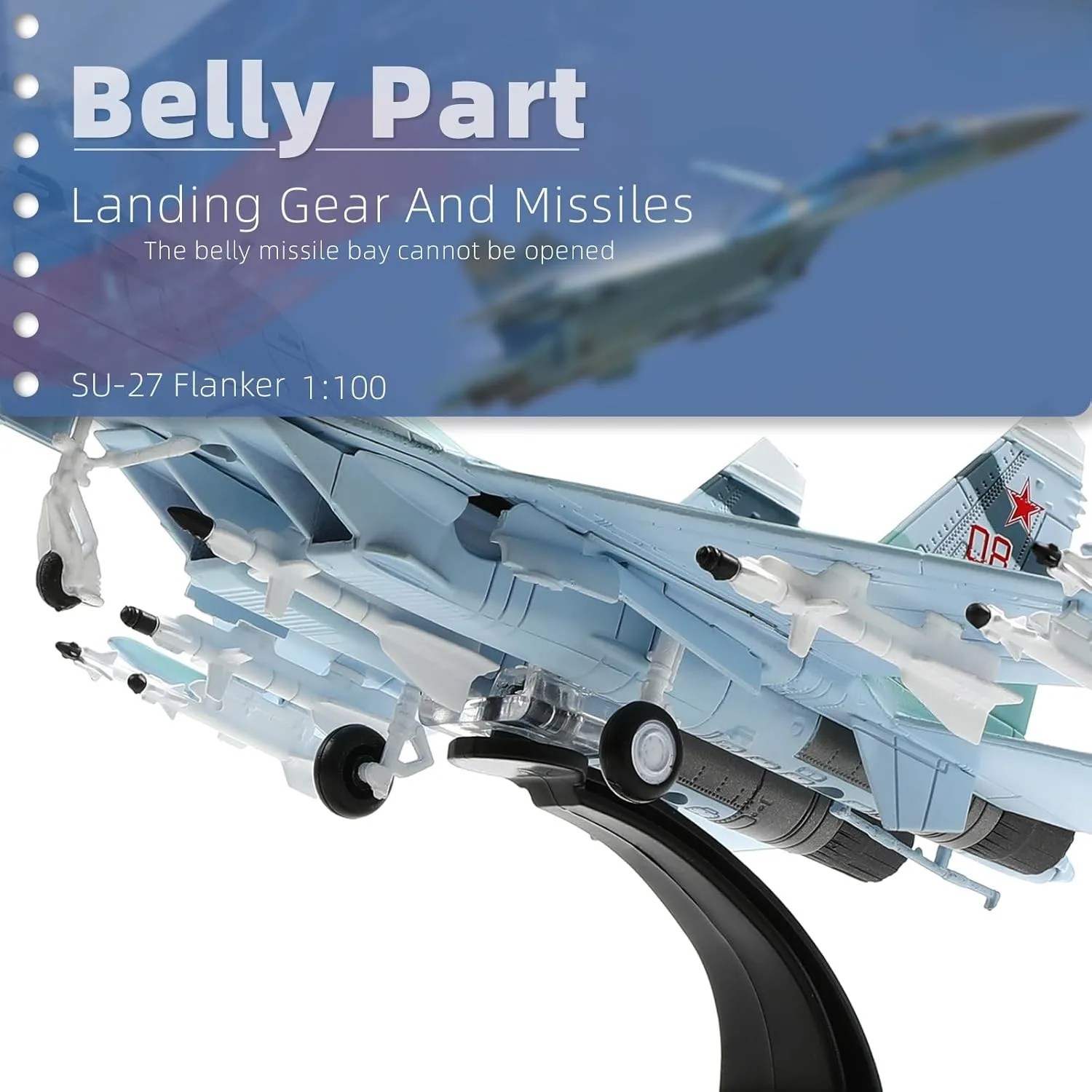1/100 Scale Su-27 Flanker Diecast Metal Aircraft Model Military Fighter Pre-Build Airplane Model for Adults Collections or Gift