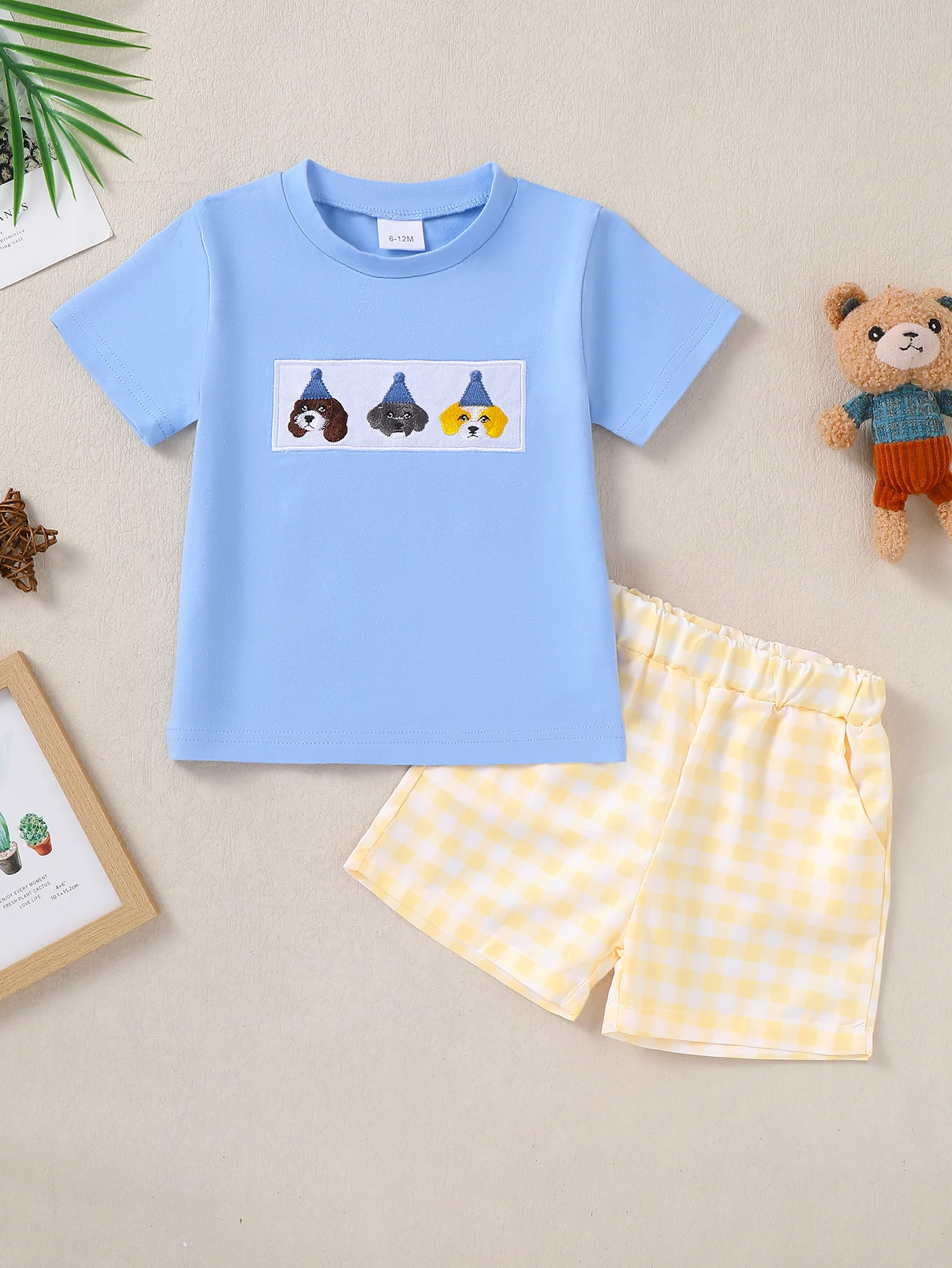 Baby Clothing Knitting Patterns - 男の子の夏半袖動物誕生日パーティー刺繍パターンショーツセット幼児服幼児服