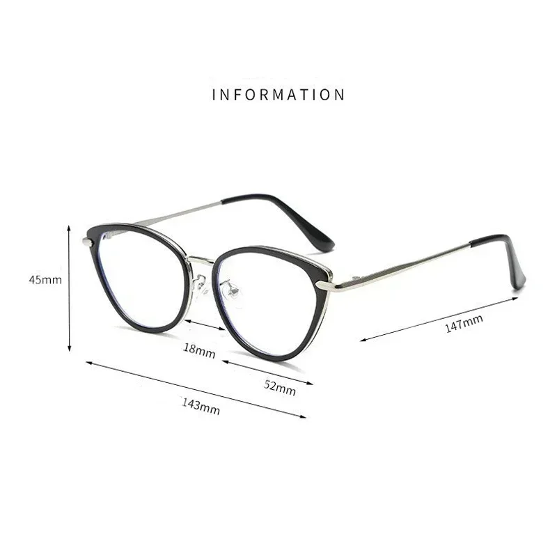 Stylish Photochromic Glasses for Women Men Trendy Fashion Color Changing Eyeglasses Unisex Cat Eye Clear Lens Myopia Glasses