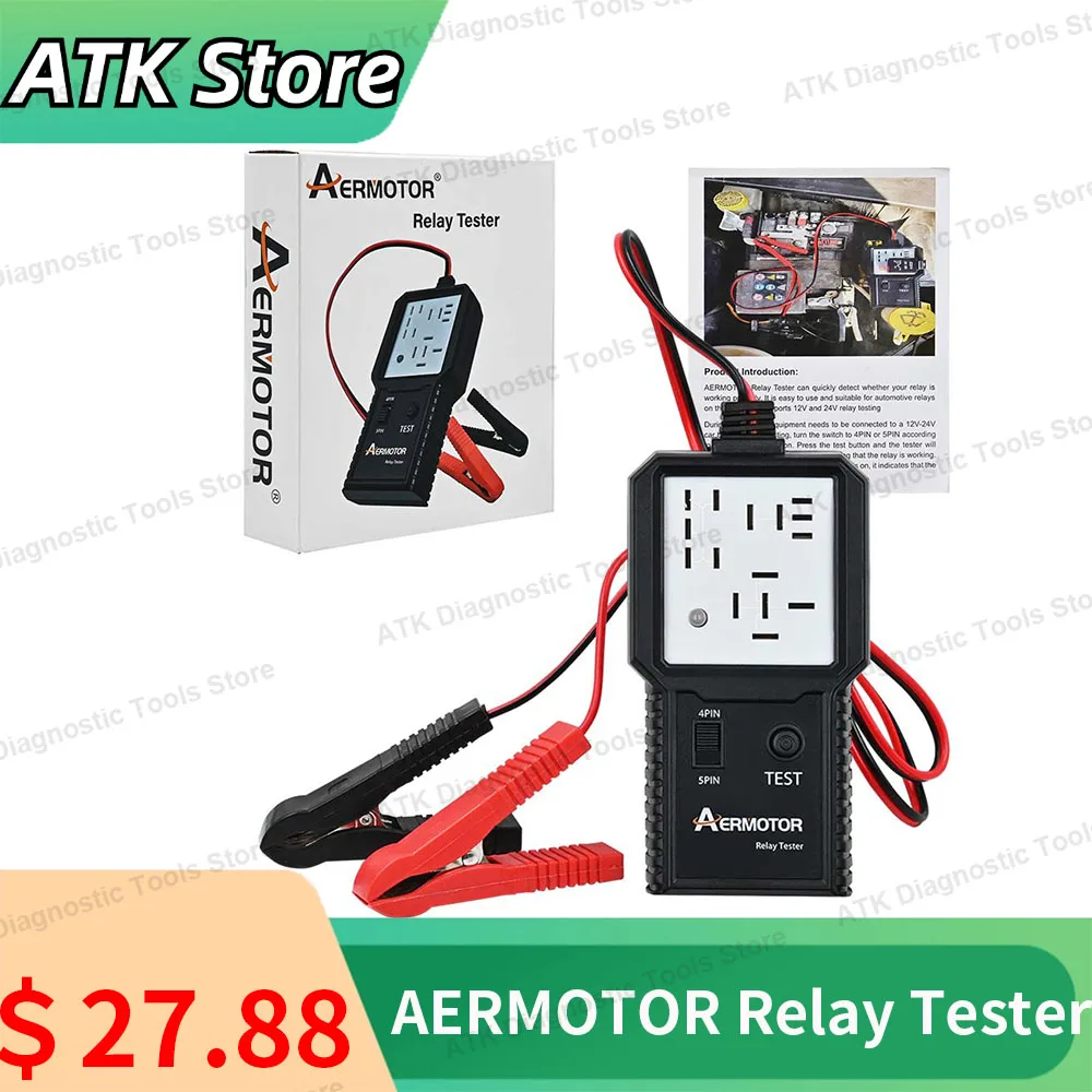 

AERMOTOR 12V 24V Car Relay Tester Voltage Detector Electronic Automotive Relay Short Circuit Tester Auto Battery Checker Analyze