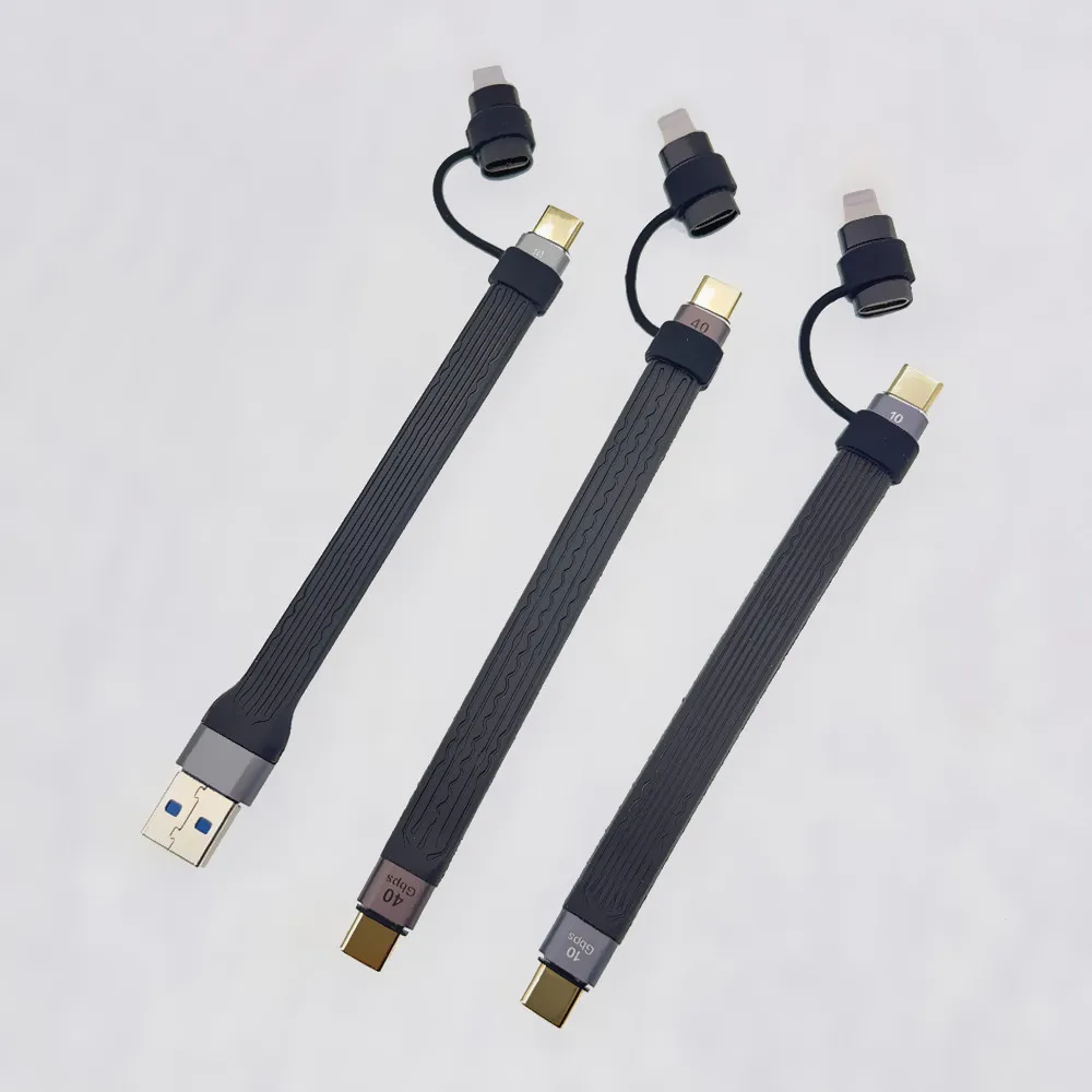 USB3.1 10Gbps Short Cable 2 in 1 PD 100W USB to Type C Converter Fast Charging Adapter Cord USB4 40Gbps Cable for SSD Power Bank