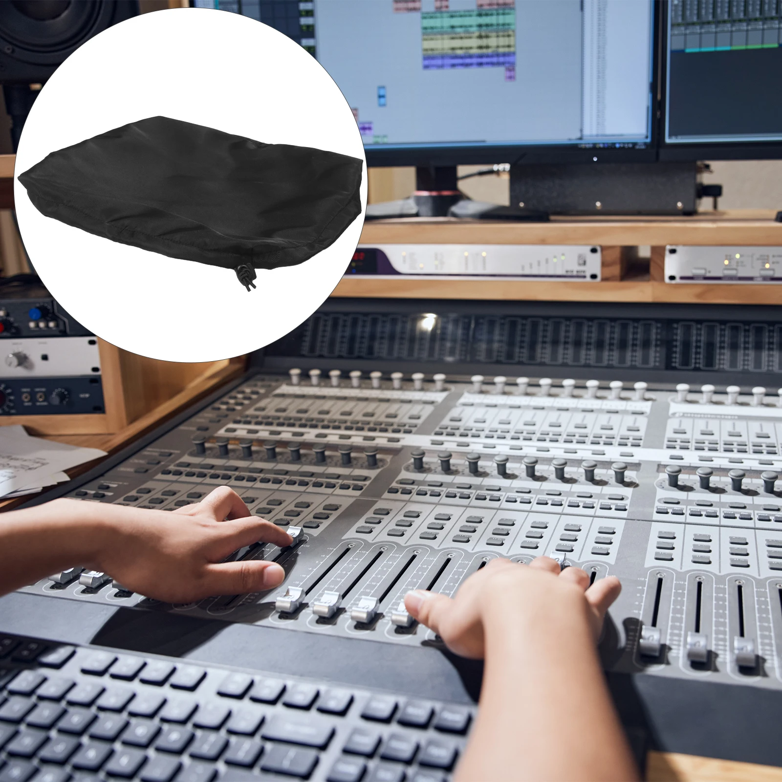 Universal Audio Protective Cover Reusable Waterproof Black Nylon For Recording Studio 330*295*50Mm Portable Lightweight