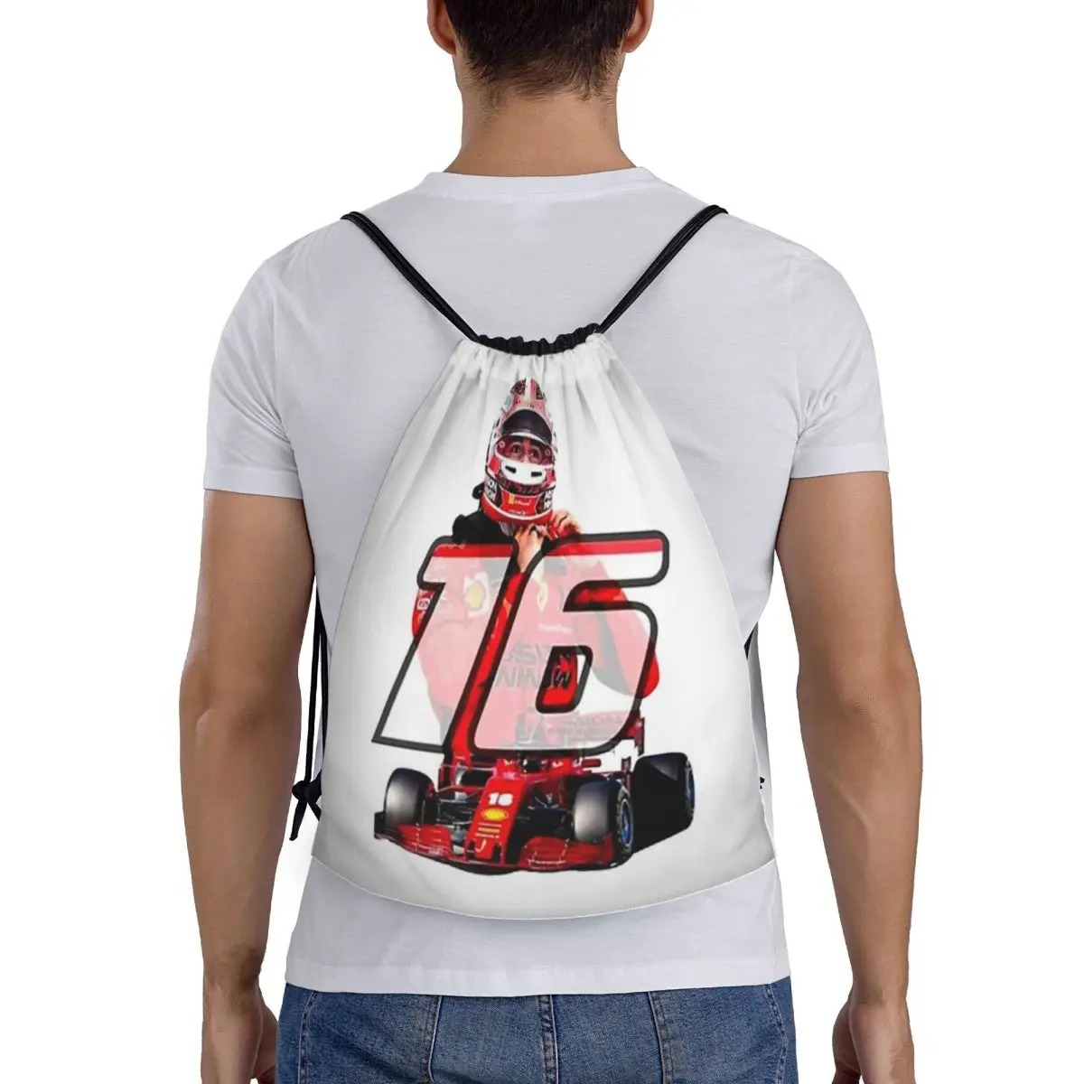 

Charles Leclerc Racing Flag Backpacks Multi-function Portable Drawstring Bags Shoes Bag Book Bags For Man Woman School
