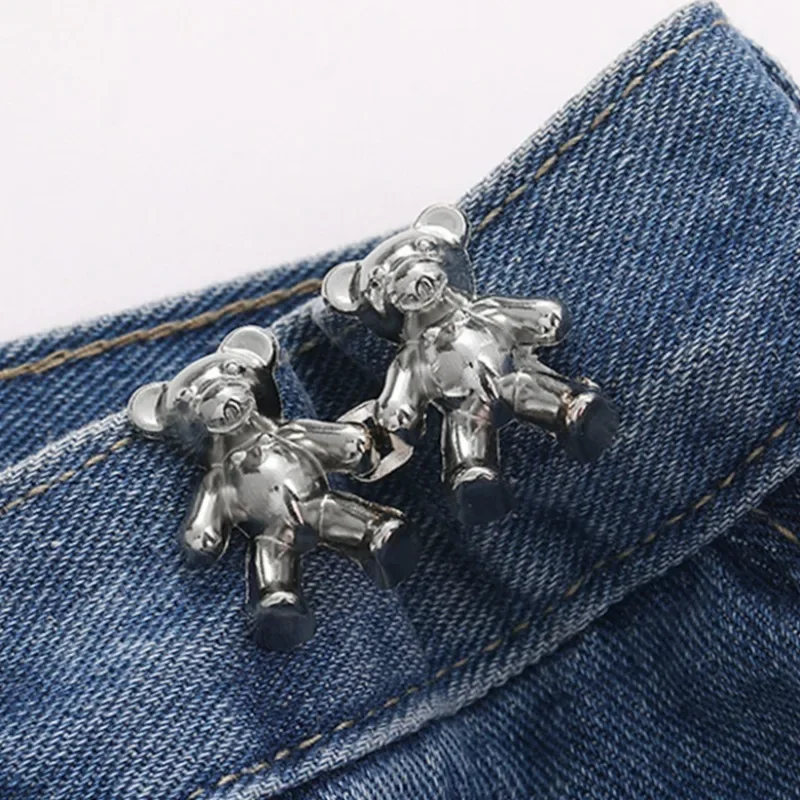 Convenient Jeans Waist Buckle Light Little Bear Tighten Clothing Clasp Fastener No Need for Sewing Tighten Pants Waist Button