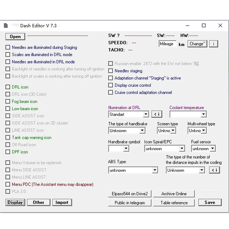 For VAG Dash Editor V7.3 for 24C32 & 24C64 Dashboard Mileage Cluster KM Change Software Fit for Bin. File for Skoda for Seat....