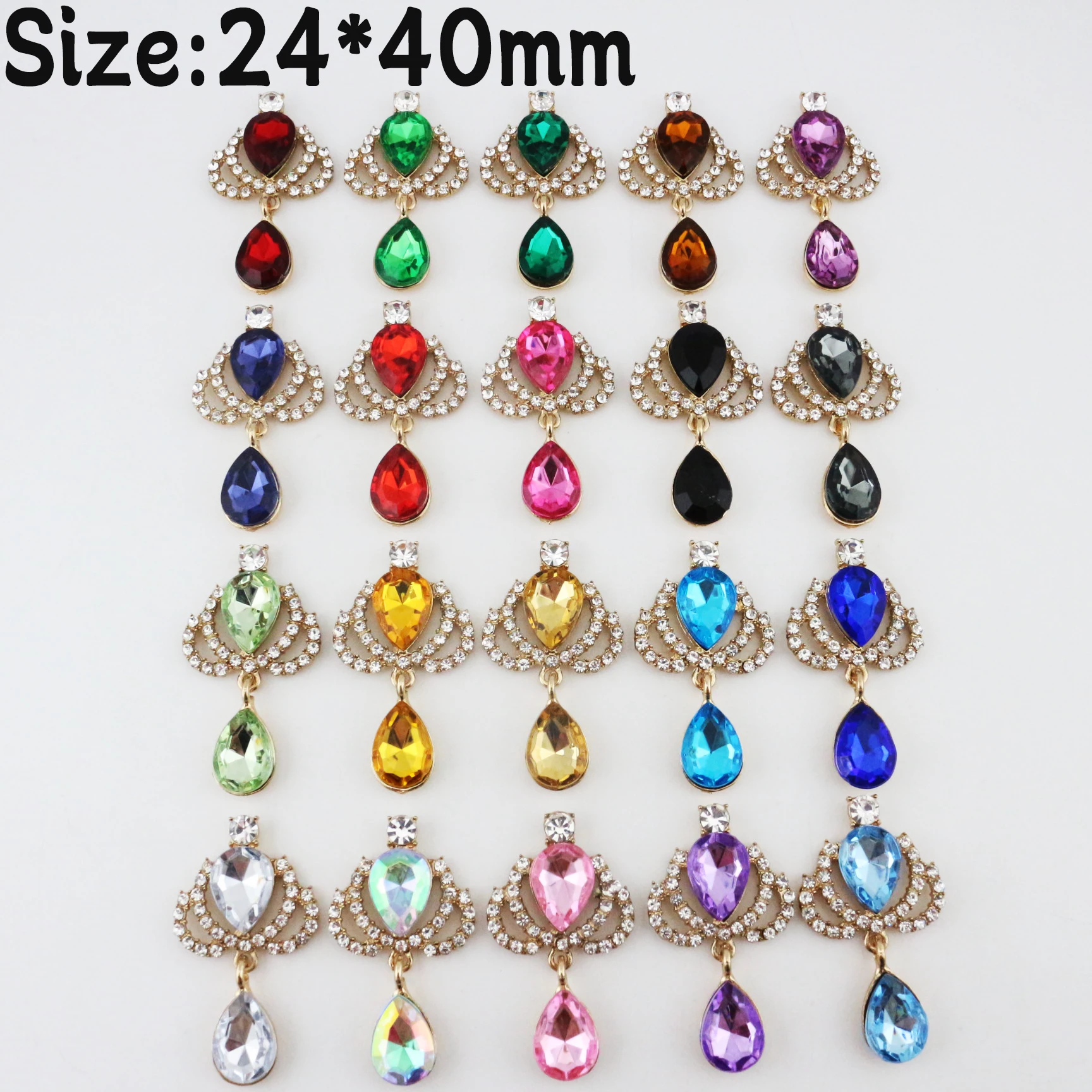 10 قطعة 24*40 مللي متر تاج صغير كريستال أكريليك أزرار كريستال حجر الراين قلادة DIY بها بنفسك للملابس الديكور مجوهرات اكسسوارات #1