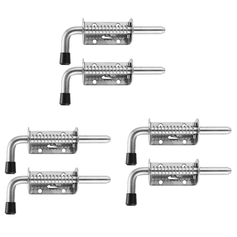 

6Pcs 5 Inch Stainless Steel Spring Loaded Latch Pin Barrel Bolt 2Mm Thickened Door Lock Brushed