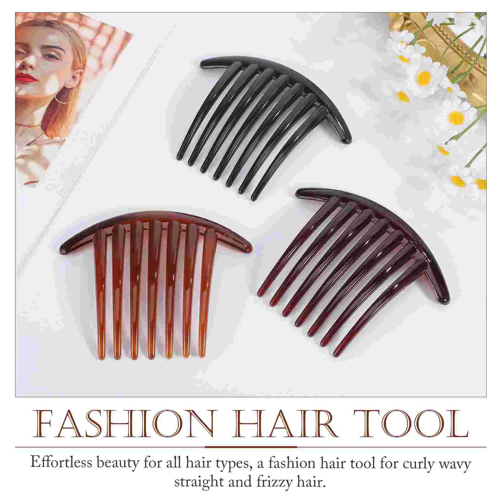 6 Pcs Seven-tooth Comb French Hair Twists Tool Veil Event Accessory Side Resin Clips Smooth Edges