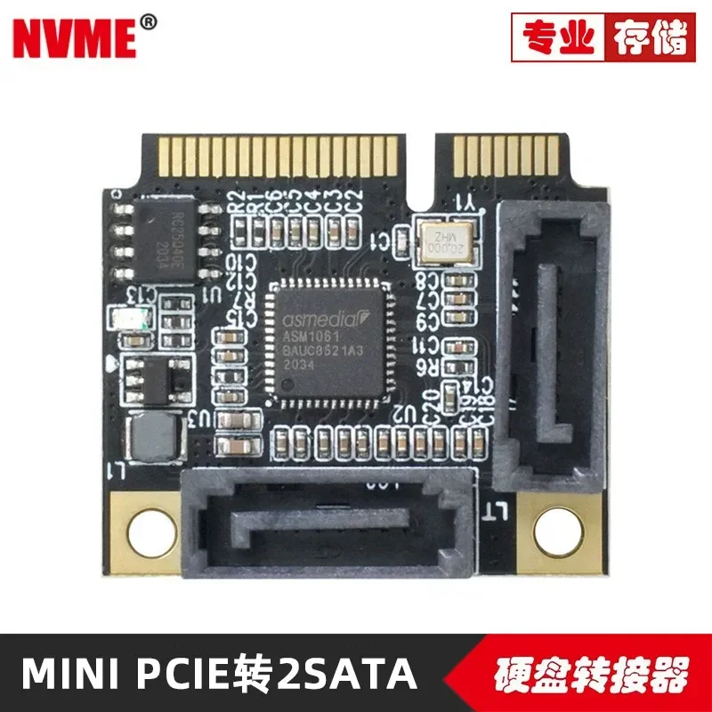 for Mini PCI-E to SATA 3.0 Expansion Card Adapter Converter Interface for SSD HDD Hard Disk Drive Semi-High Speed Rail