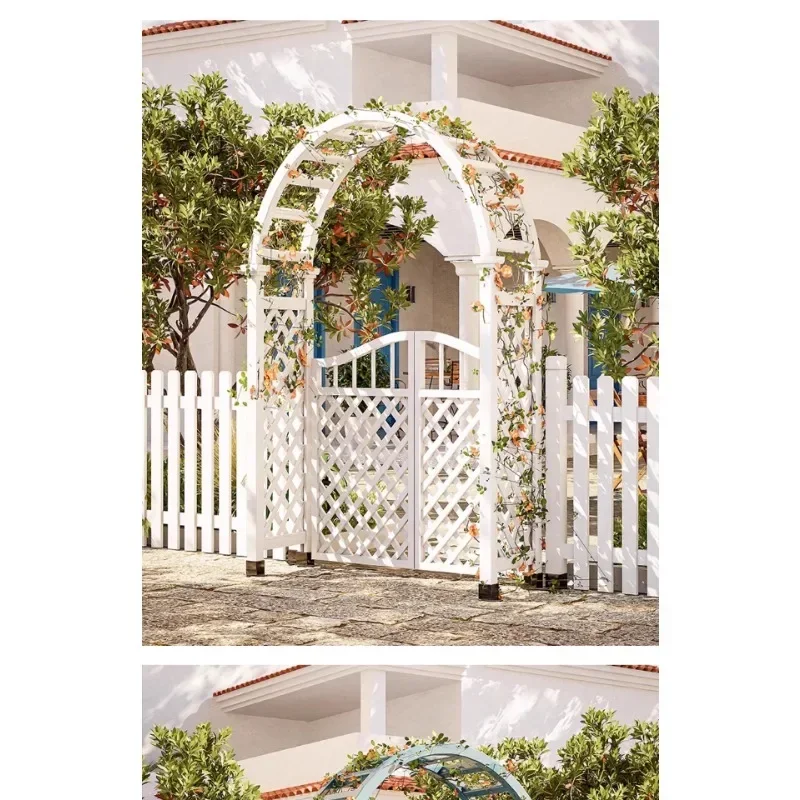 Outer courtyard decorative garden fence fence grid wooden door