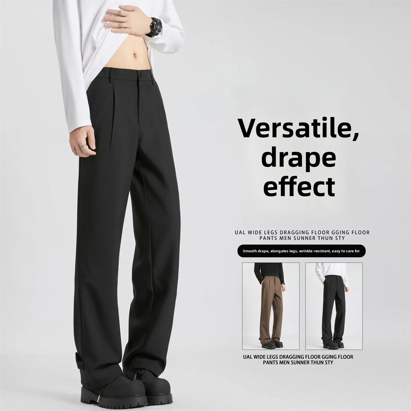 

Bla Casual Men's West Pants Dra Straight Leg Long Trousers Trendy Brand 2025 New Wide Leg Pants Autumn Season Long Trou...