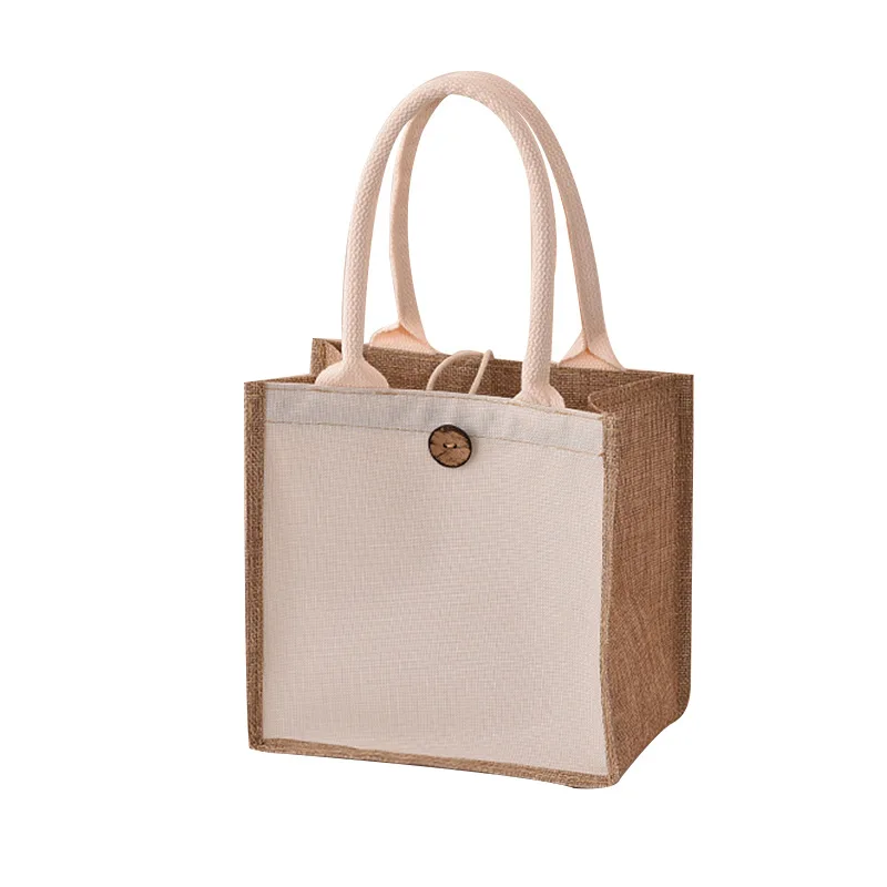 

Top-Handle Bag Solid Color Handbag Shopping Bag Jute Large Capacity Tote Bag For Picnic Beach Day Out