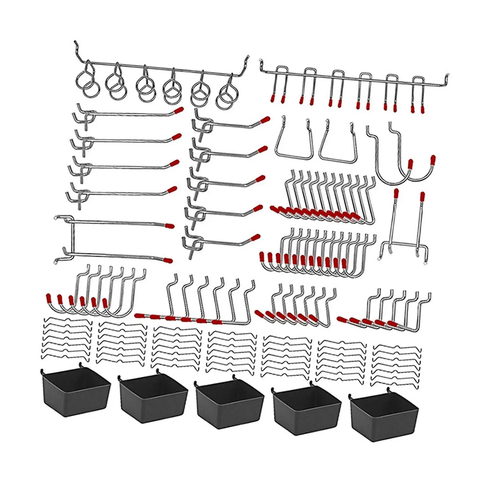 

114x Pegboard Hooks Assortment with Bins Pegboard Accessories Organizer Kit for Jewelry Workshop Tool Shed Hiking Power Tools