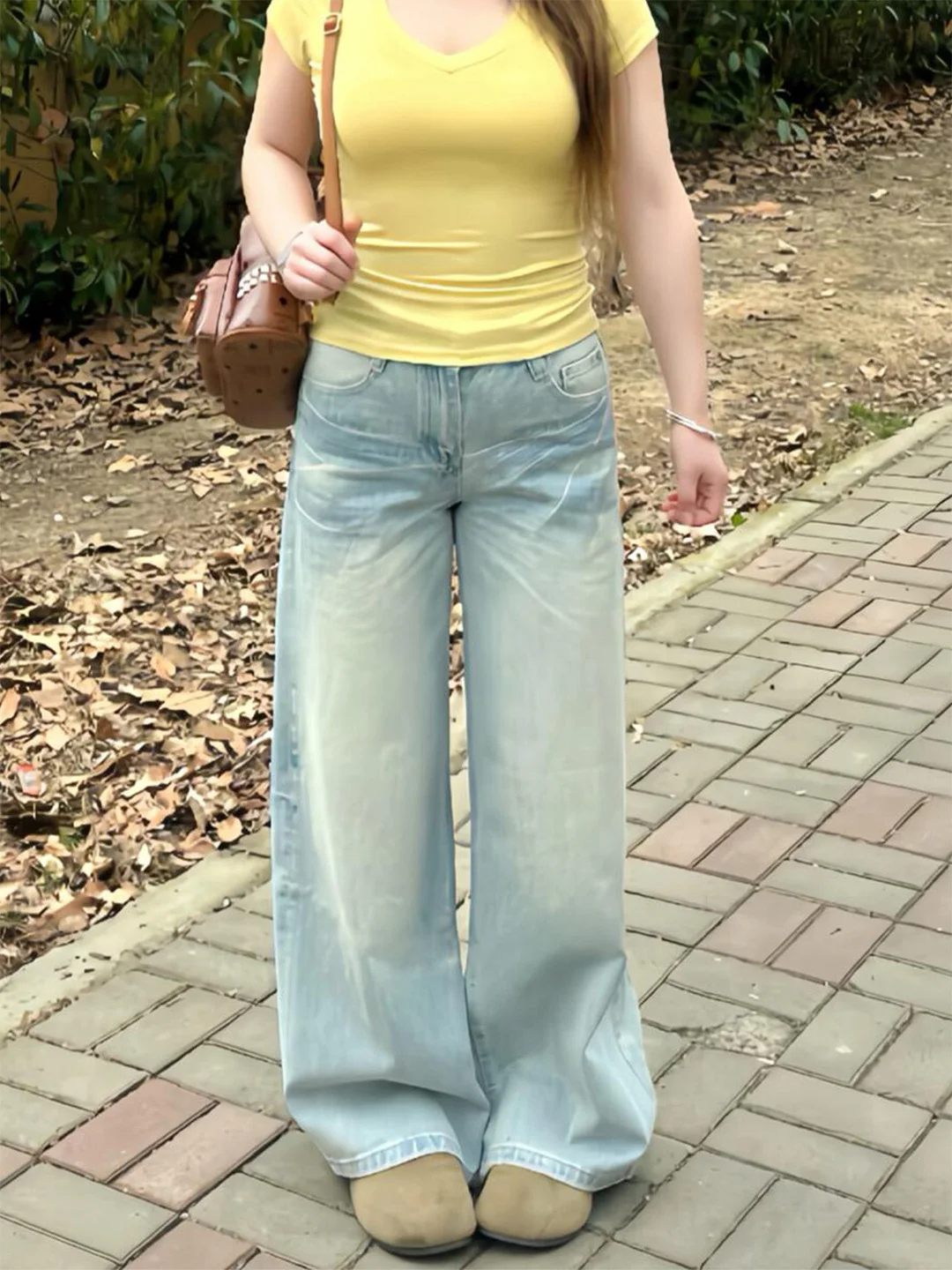 

Summer 2026 American Style Wide Leg Jeans Women's Loose Fit Floor Length Slimming Jeans Casual Low Waist Denim Pants