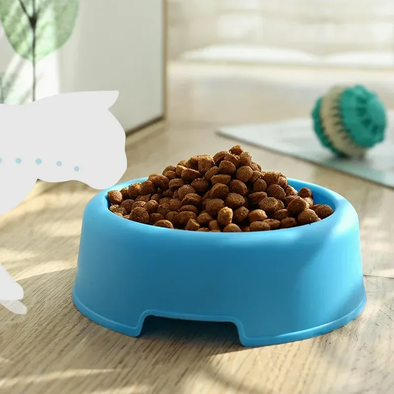 Circular small plastic lightweight pink blue white cat bowl dog bowl pet bowl