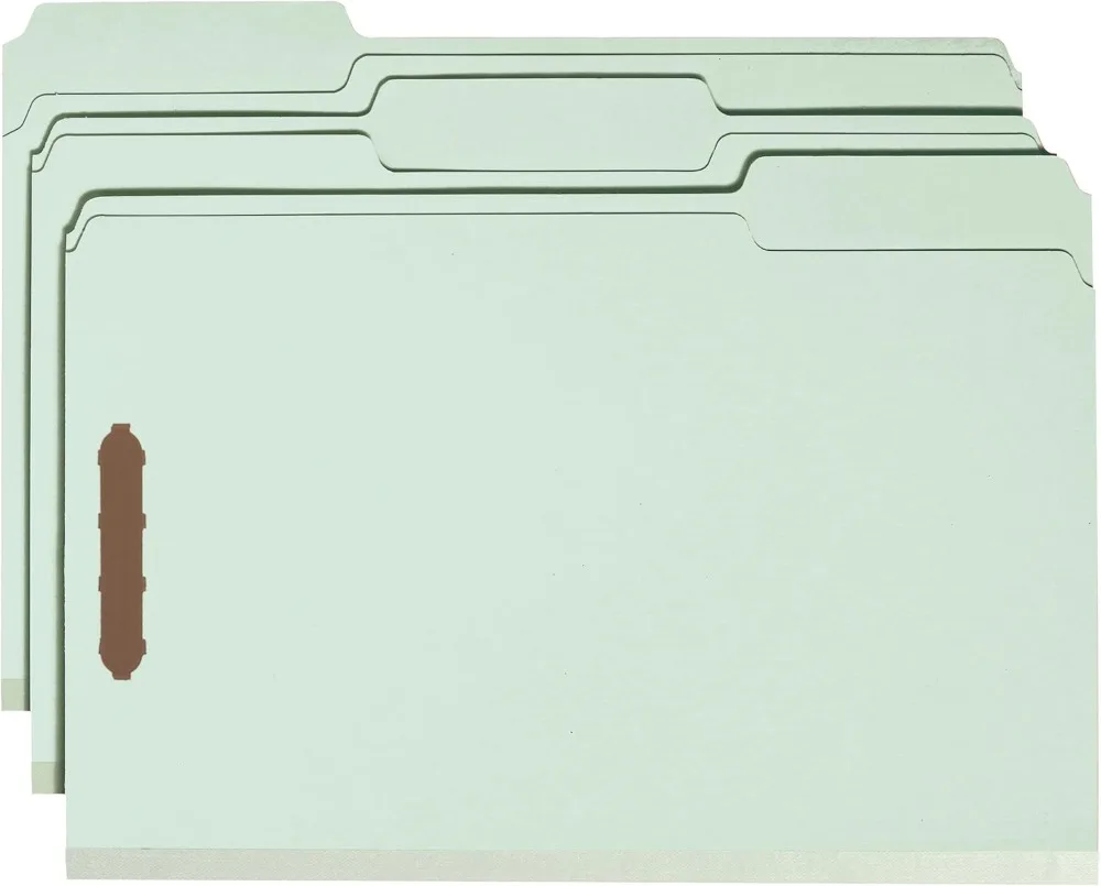 Recycled Fastener File Folder, 2 Fasteners, Legal Size, Expandable 2", Gray/Green, 25 per Box for Office Use
