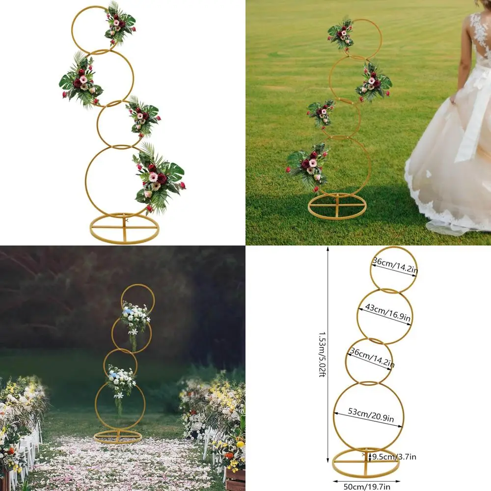 

Золотая металлическая рамка с цветочной аркой для свадебных и вечеринок, центральные элементы, высота 5,02 фута, круглый обруч со съемным 4-х уровневым покрытием