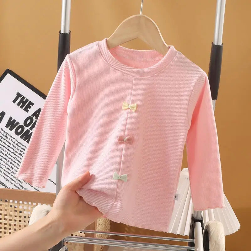 Hot Child Pullover Spring Autumn Round Neck Tops Long Sleeves T-Shirt Girl Versatile Kawaii Fashion New Casual Clothing Homewear