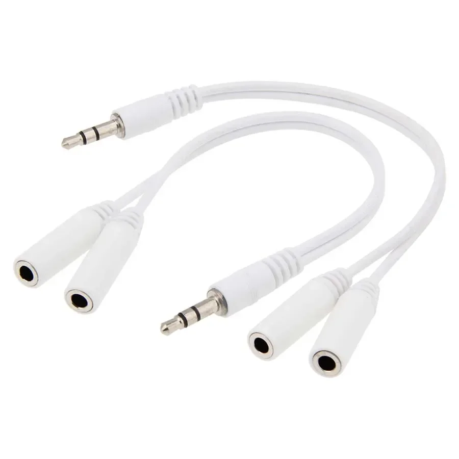 100 szt. Rozdzielacz audio Y 3,5 mm, przedłużacz Jack 1 męski na 2 żeńskie, kabel Aux do laptopa, słuchawek, samochodu, telefonu, tabletu