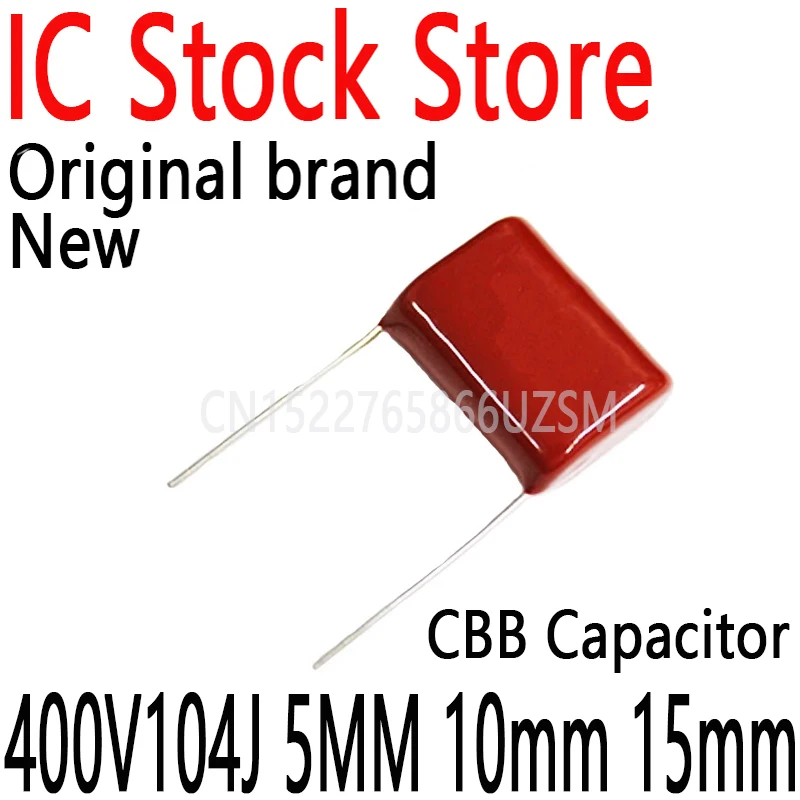 

20 шт. новые и оригинальные CBB22 CBB21 104J400V 400V 104J 0,1 мкФ 100NF шаг CBB полипропиленовый пленочный конденсатор 400V104J 5 мм 10 мм 15 мм