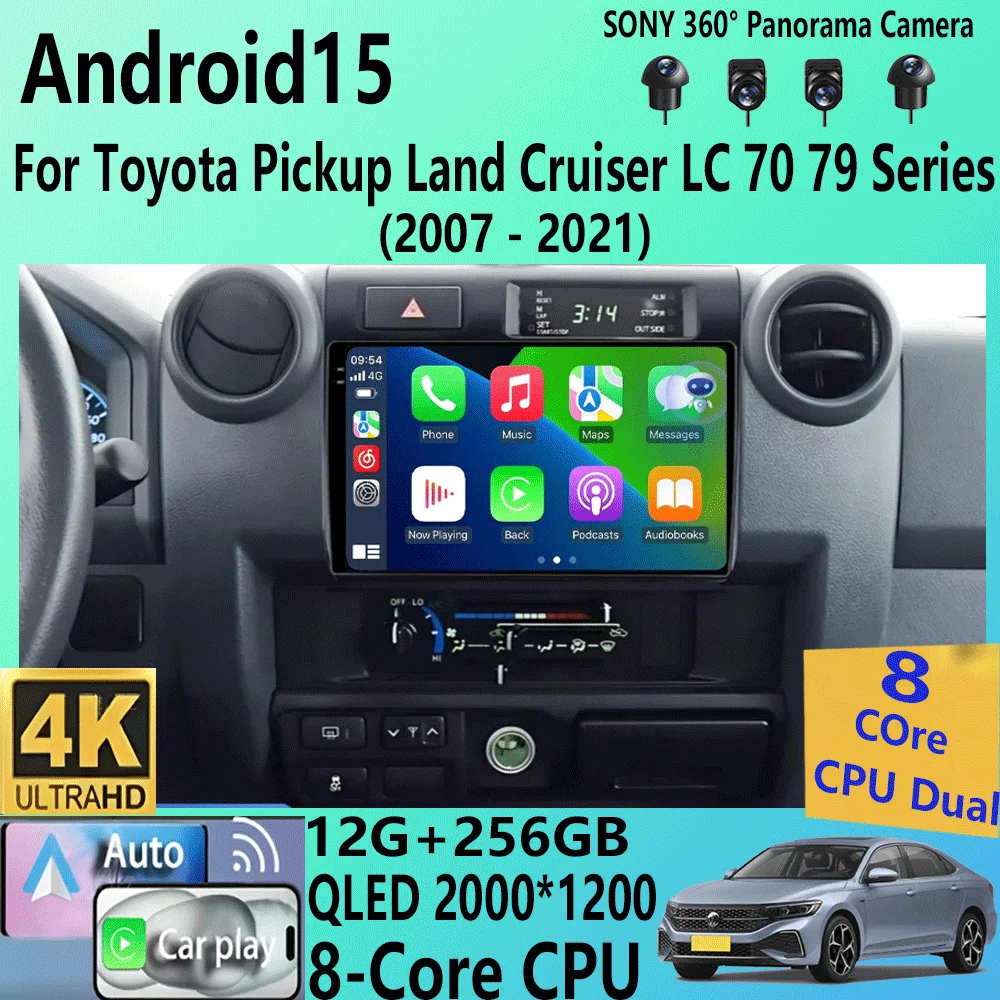 

Android 15 Carplay Car Radio For Toyota Pickup Land Cruiser LC 70 79 Series 2007-2020 Multimedia Player Stereo 2din Head Unit