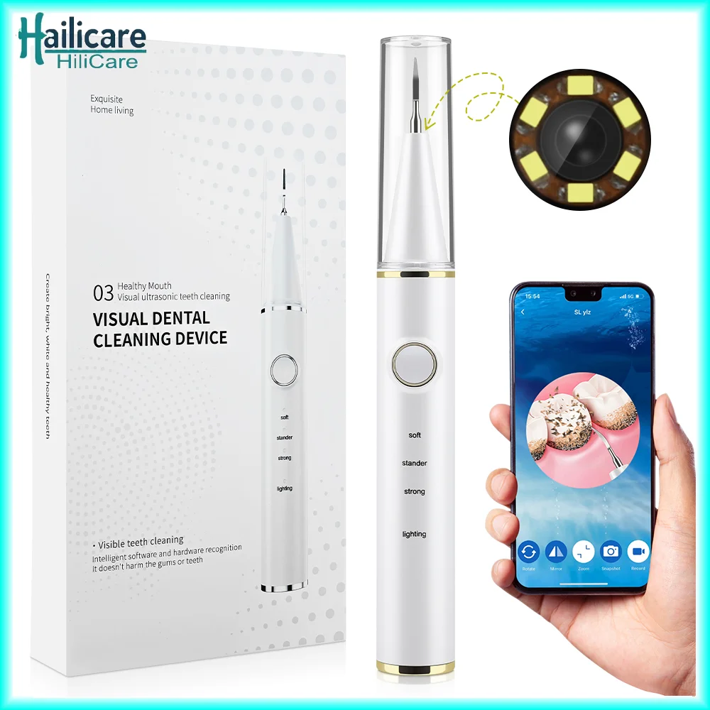 Визуальный ультразвуковой электрический зубной скалер для удаления налета, очиститель зубного камня, три режима, очиститель зубного налета, отбеливание зубов, уход