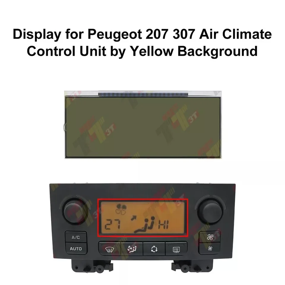 Dashboard LCD Display for Peugeot 207 307 Air Climate Control A/C Panel by Yellow Background