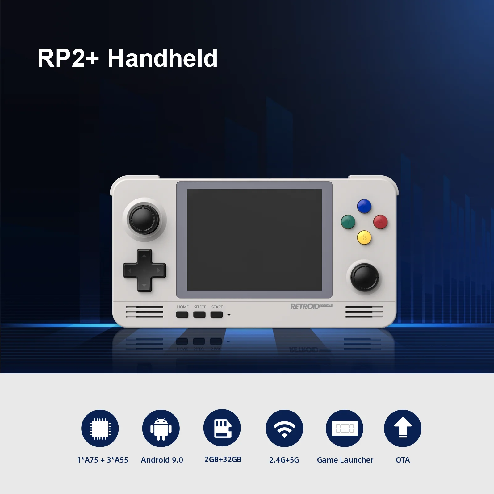 Retroid Handheld Retro Gaming System, Pocket 2 Plus, Novo