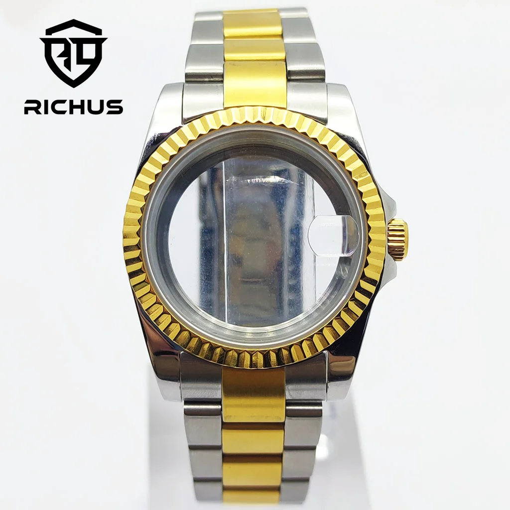 

Корпус RICHUS NH35 36/39 мм, серебристо-золотой, с матовым ремешком, подходит для механизмов NH34, NH35, ETA2824, PT5000, аксессуары для часов