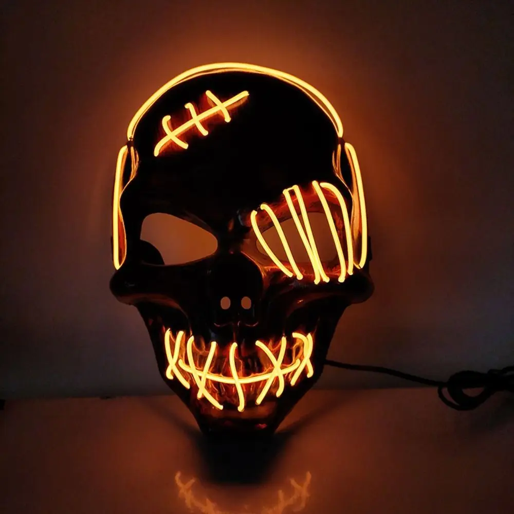 

Creative Halloween Skull Glowing Mask Headwear Cold Light Full Face Mask Eye Mask PP Costume Props Men