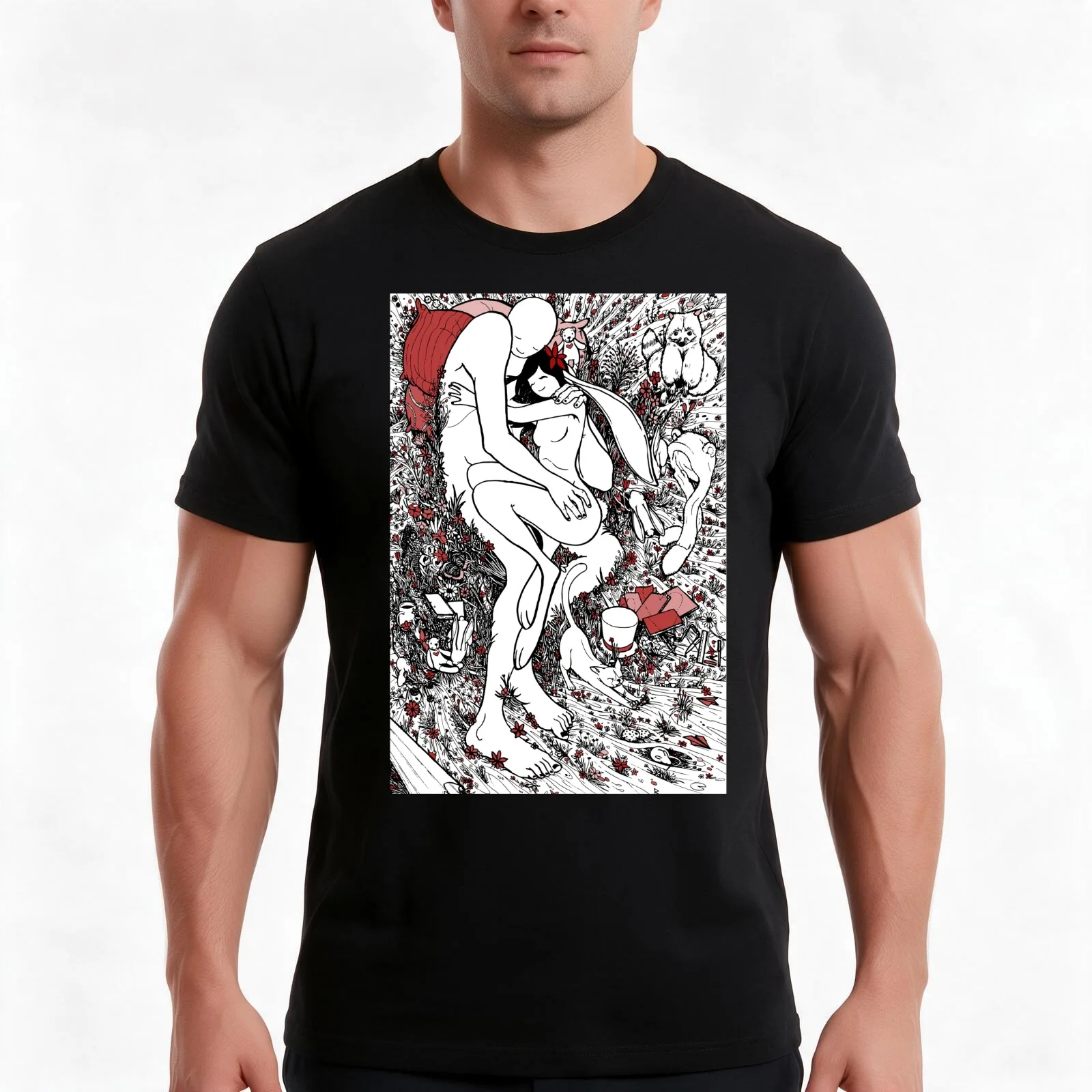 Filled Nest T-Shirt, Summer Casual Cotton Tee, Oversized Streetwear Tops, Vintage Graphic Print, Loose Fit Short Sleeve
