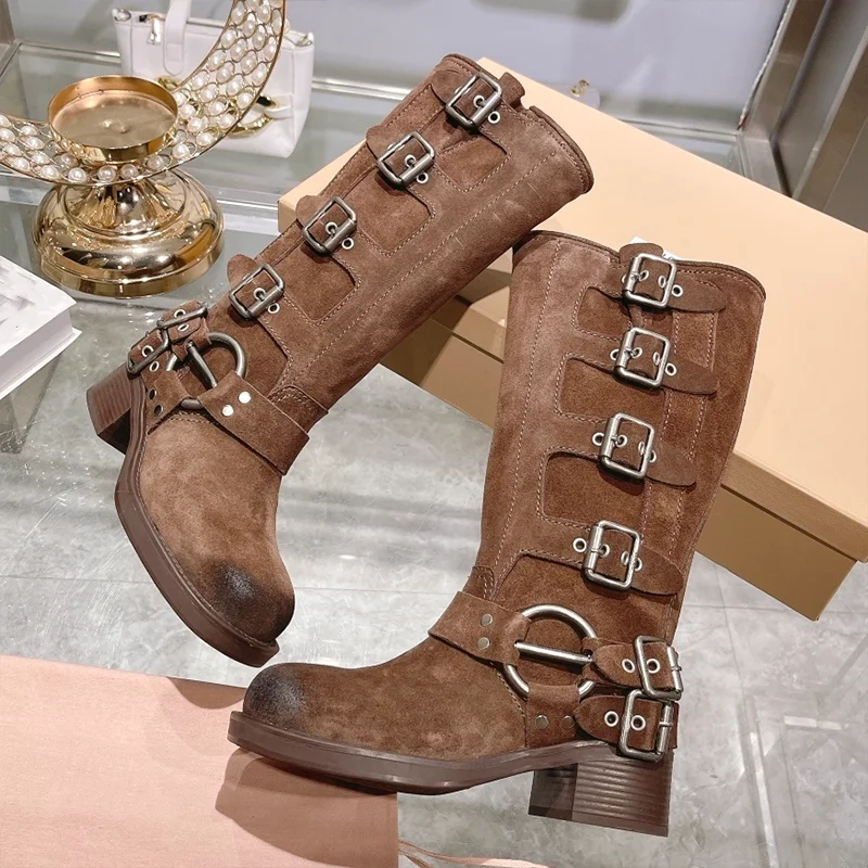 

Новые женские высокие мокасины высшего качества на осень-зиму в стиле ретро из натуральной воловьей кожи 25101011