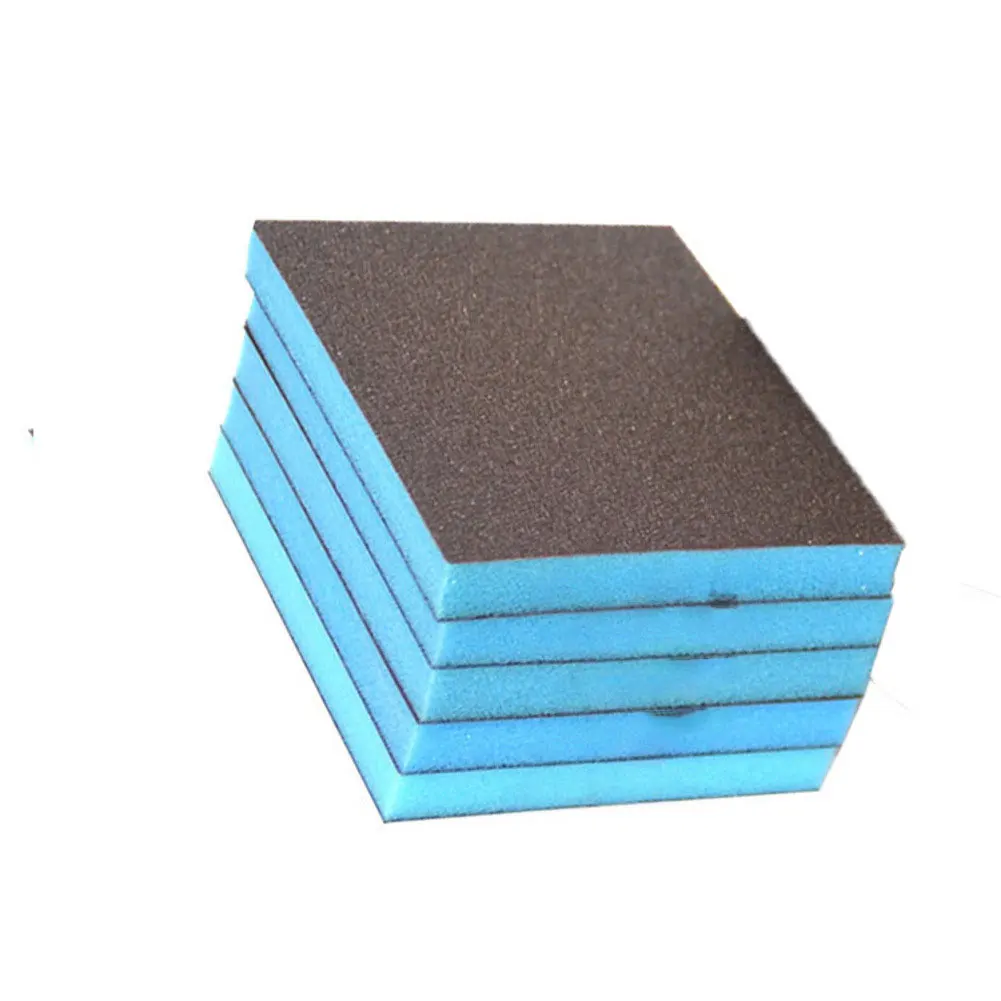 5個 80-220 #   サンディングスポンジブロック 柔軟なサンディングスポンジパッド 湿式/乾式フォームサンドペーパー研磨ブロック アルミナツール