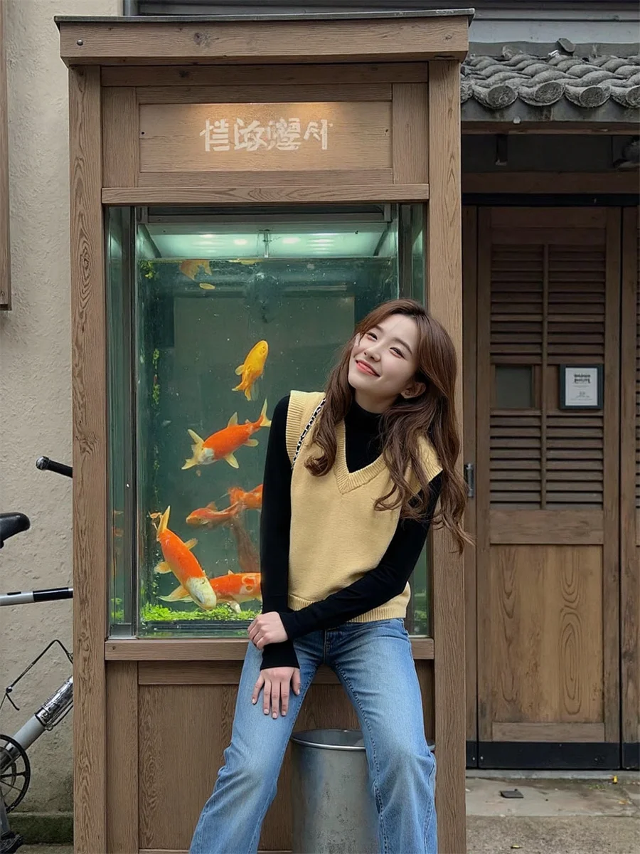 Suéter para mujer, chalecos para mujer, otoño, combina con todo, cuello en V, sin mangas, abotonado, informal, Simple, elegante, moda para mujer, moderno y elegante