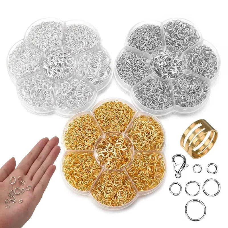 

1600pcs 3-10mm Open Jump Rings – Bronze, Gold & Silver Plated Metal Split Rings for DIY Jewelry Connectors and Accessories