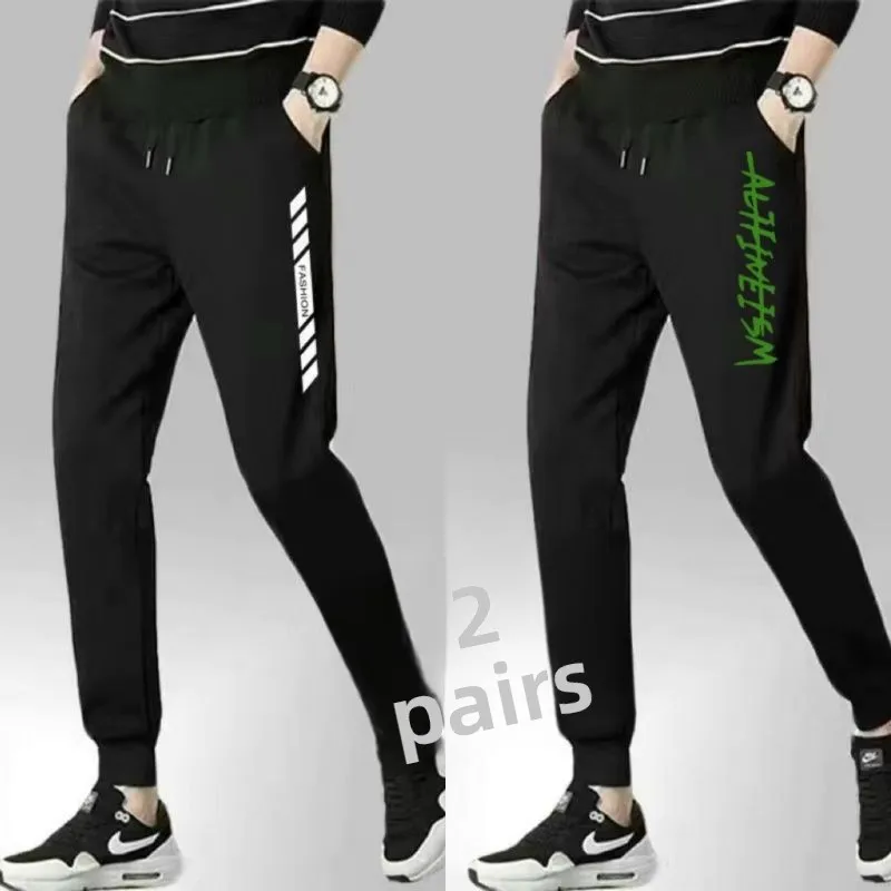 

plus Size Men's Summer Ice Silk Loose Fit Casual Sports Pants Breathable Elastic Straight Leg Trousers Korean Sle Polyester...